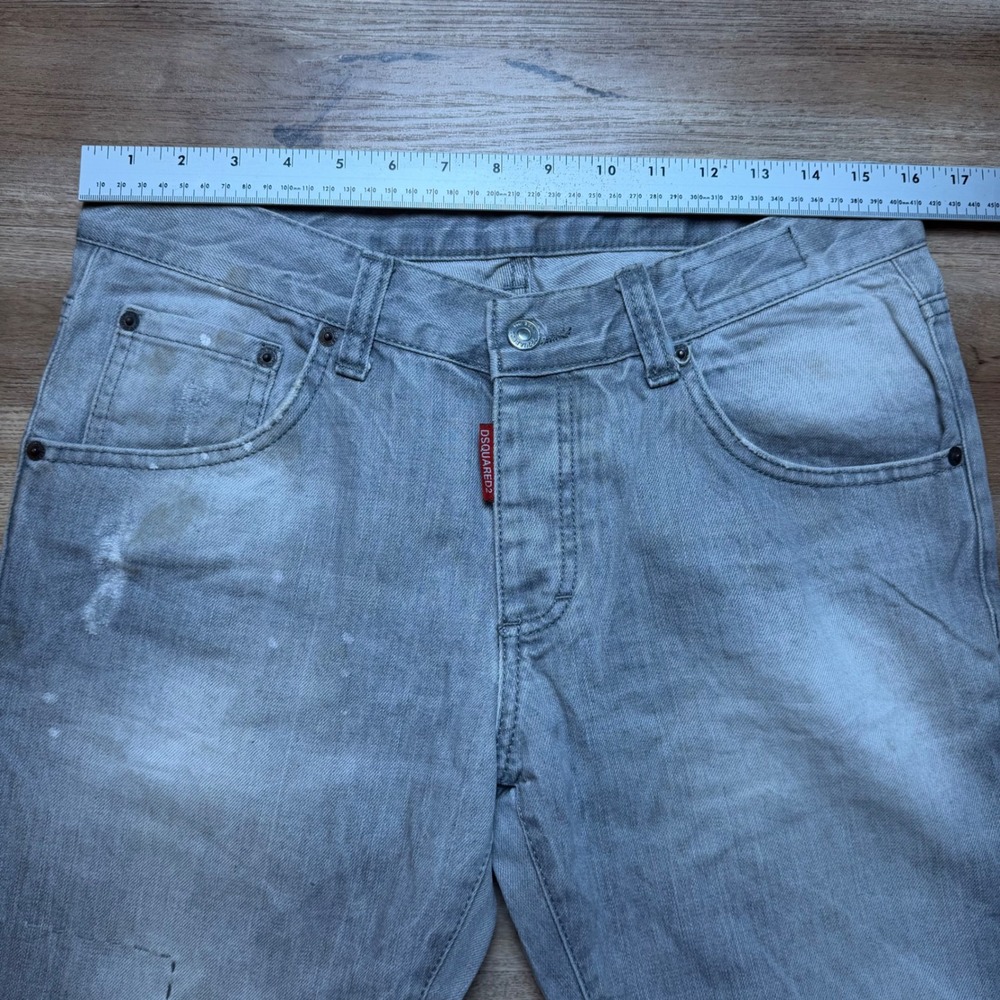 Dsquared2 Slim Jeans Mens 32x34 Grey Distressed Paint Splatter Made in Italy - Picture 13 of 16